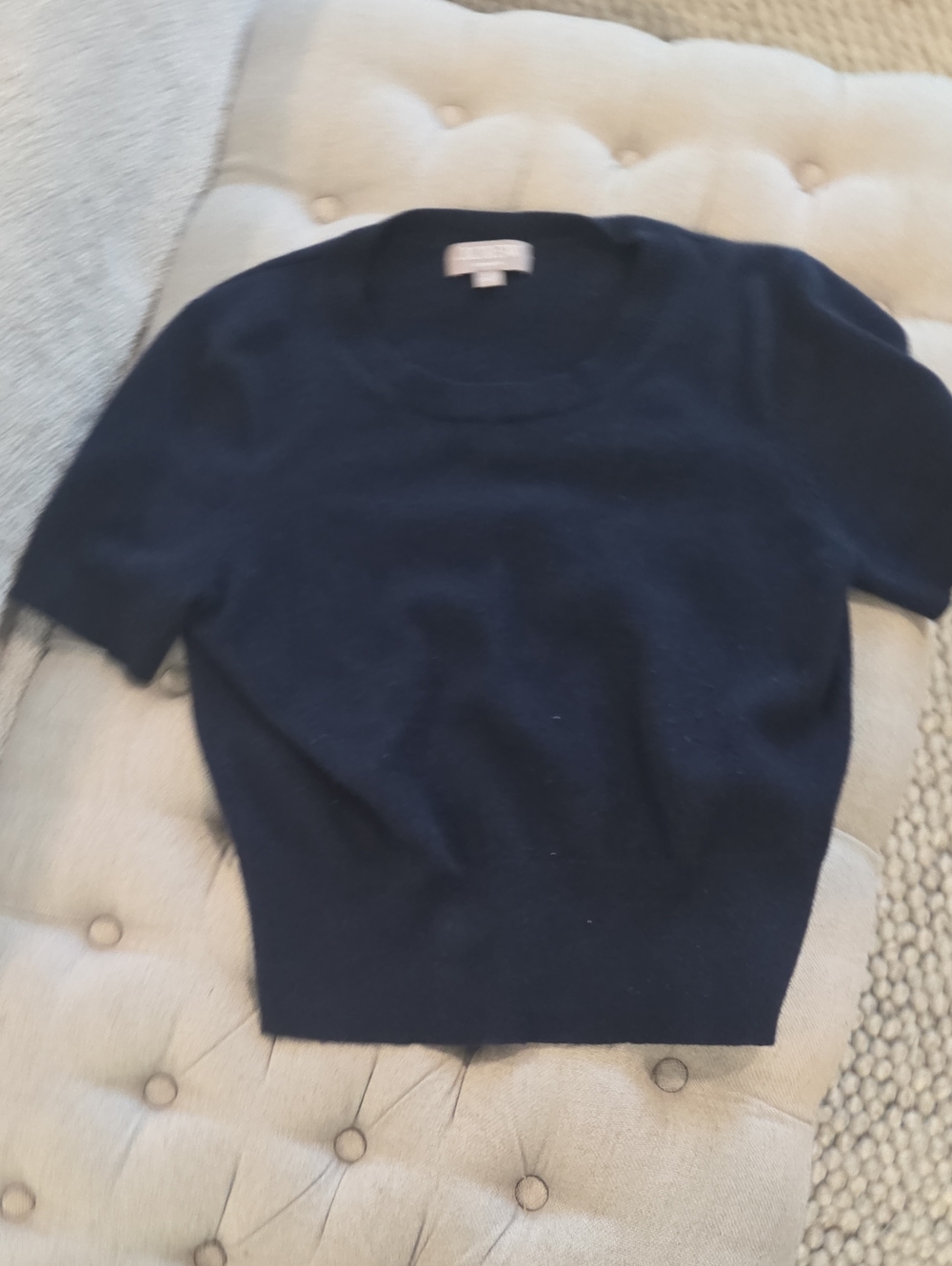 J. Crew Navy Short-Sleeve Crewneck Sweater